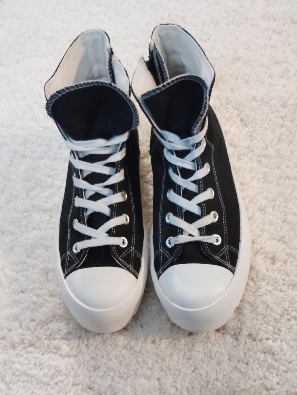 High-Top Canvas Sneakers in Black and White